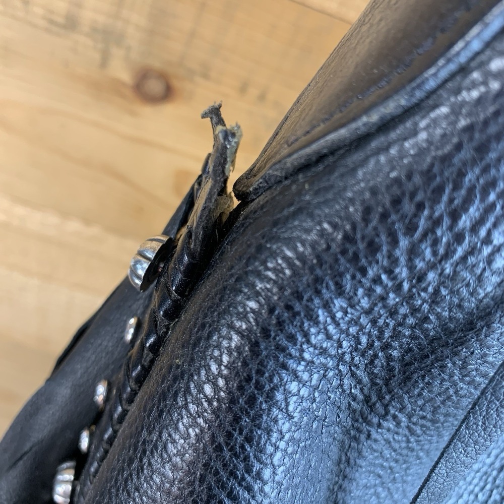 Two Bar West‎ Large Leather Purse Tote Fringes *Flaws* Stones Studded Western - Picture 8 of 10